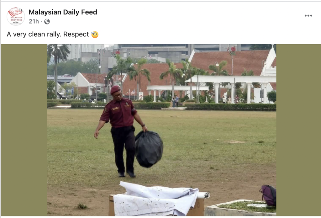 Screenshot 2025-07-27 at 70004 Pm | Nmh a Worker from Pas Cleaned Up the Trash After the Turun Anwar Rally on Saturday.